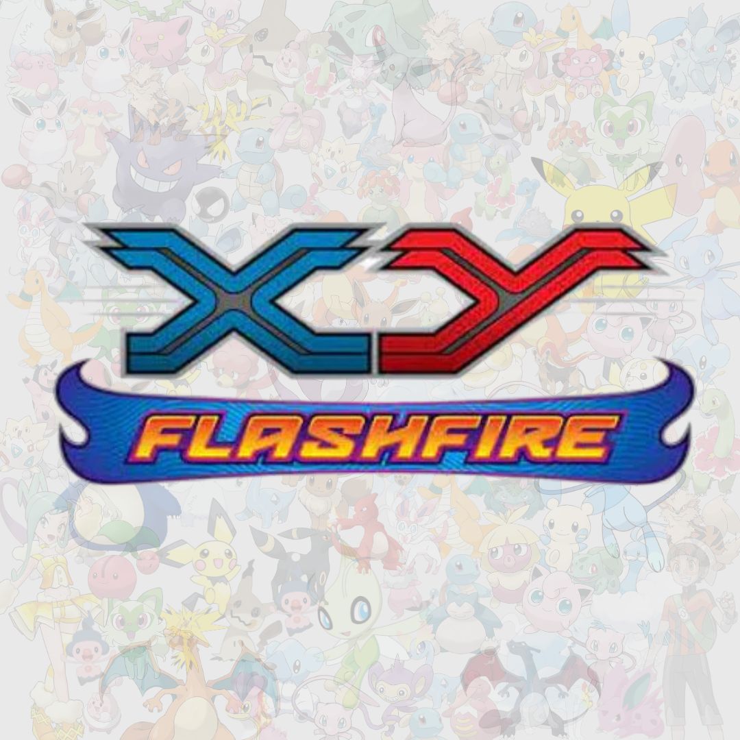 Pokémon TCG XY Flashfire logotyp med Charizard som huvudfokus