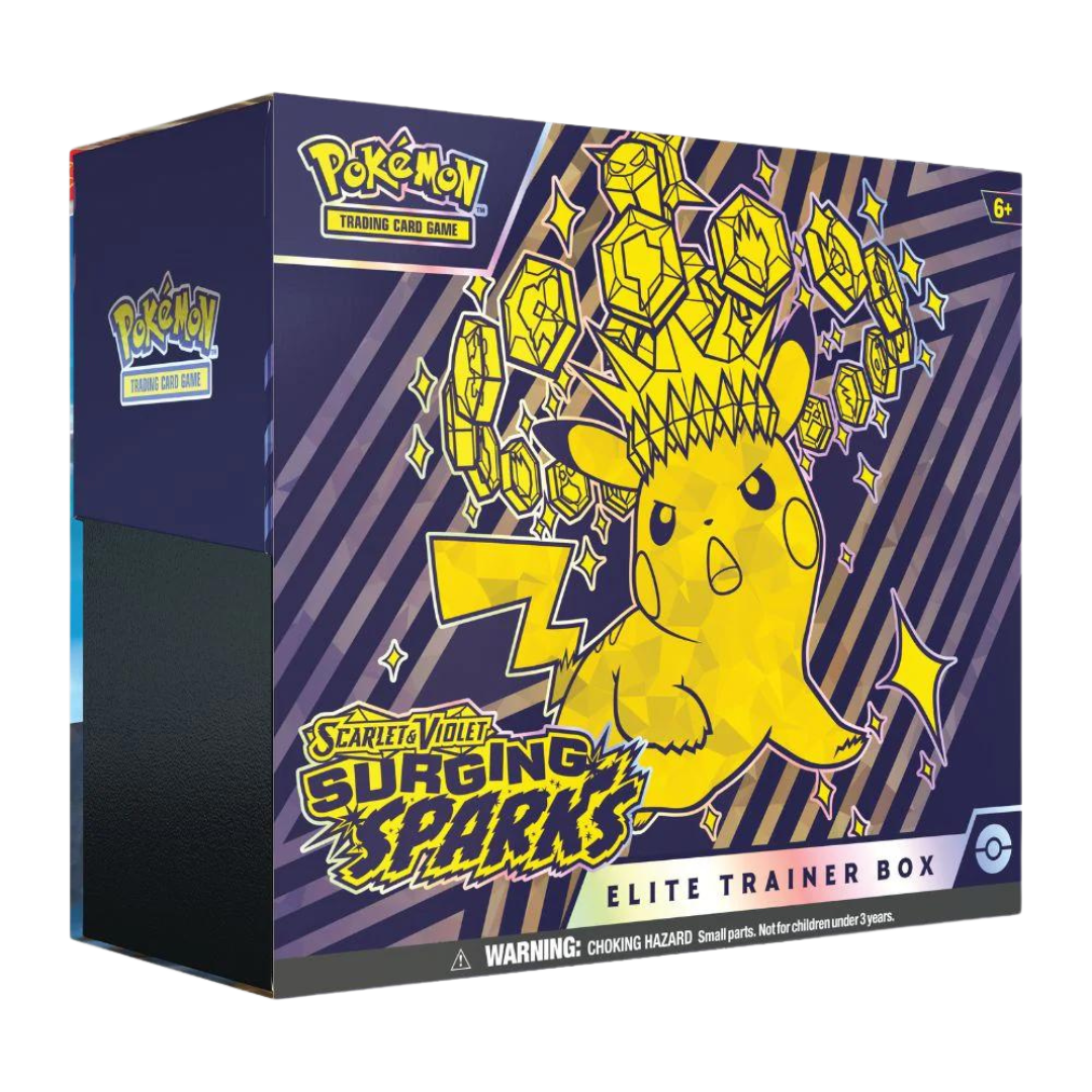 En pokémon TCG Scarlet & Violet: Surging Sparks Elite Trainer Box (ETB).