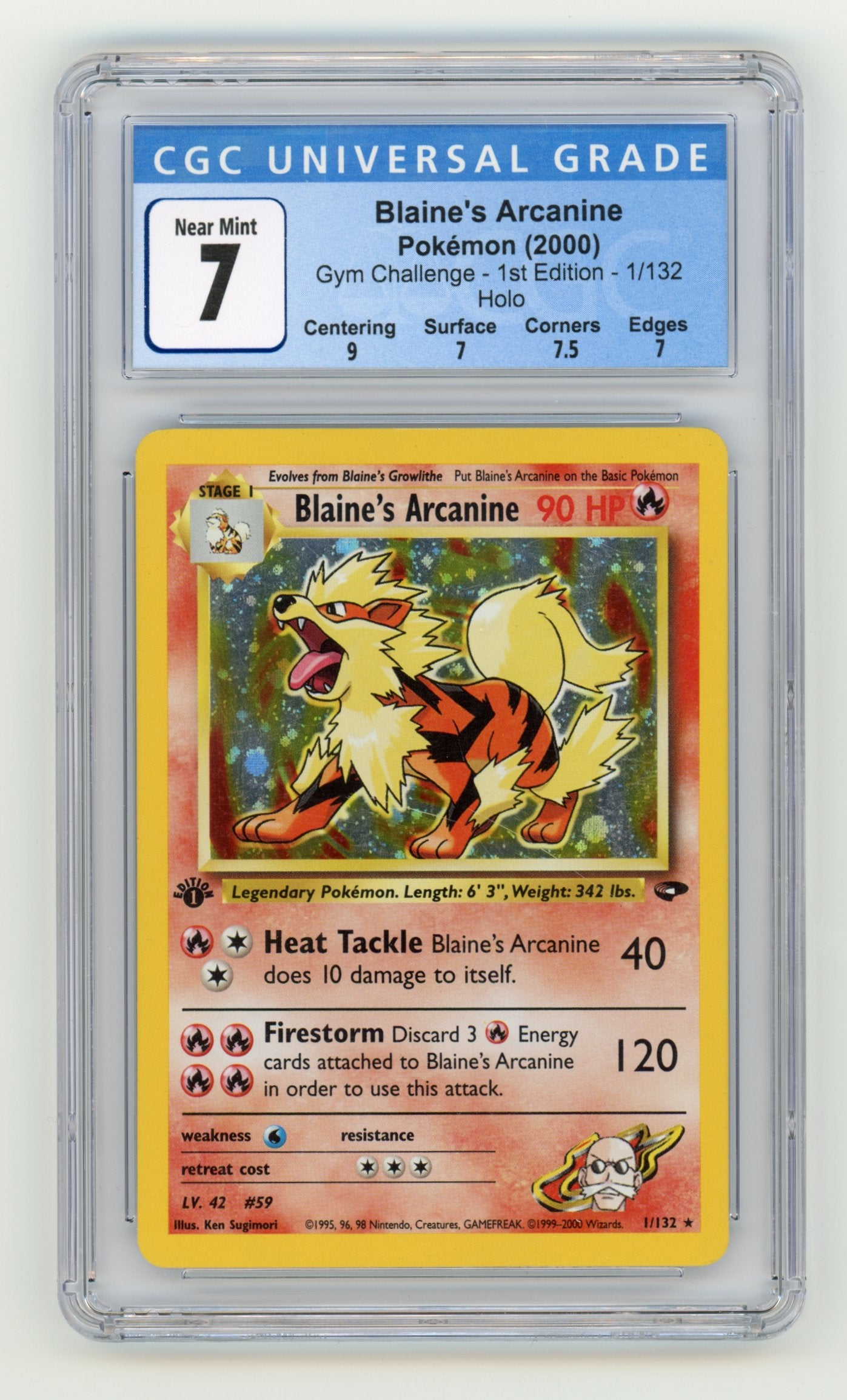 Blaine's Arcanine Holo - #1/132 CGC 7 - Pokémon Gym Challenge: 1st Edition