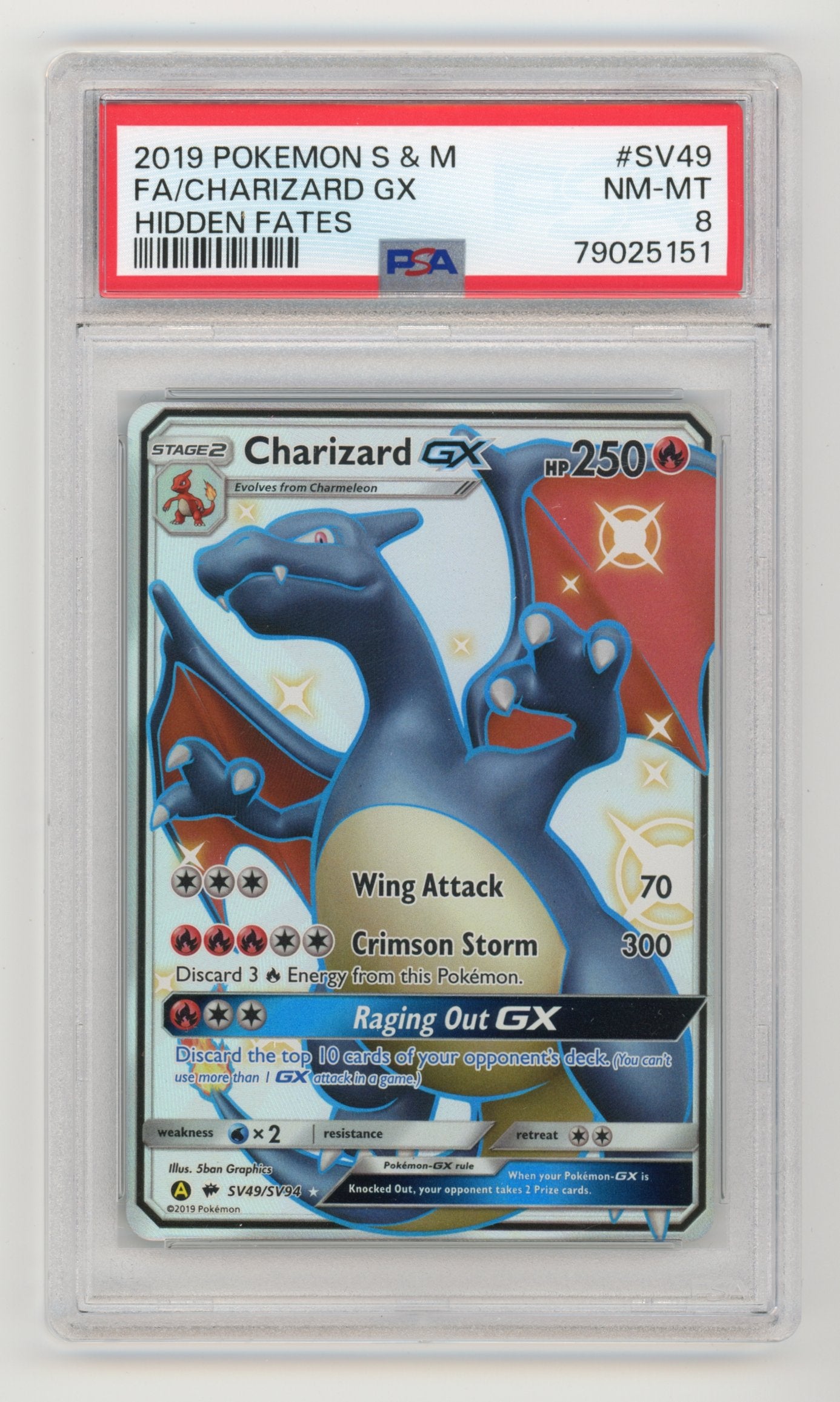 Charizard GX  - #SV49/SV94 PSA 8 - Pokémon Sun & Moon: Hidden Fates