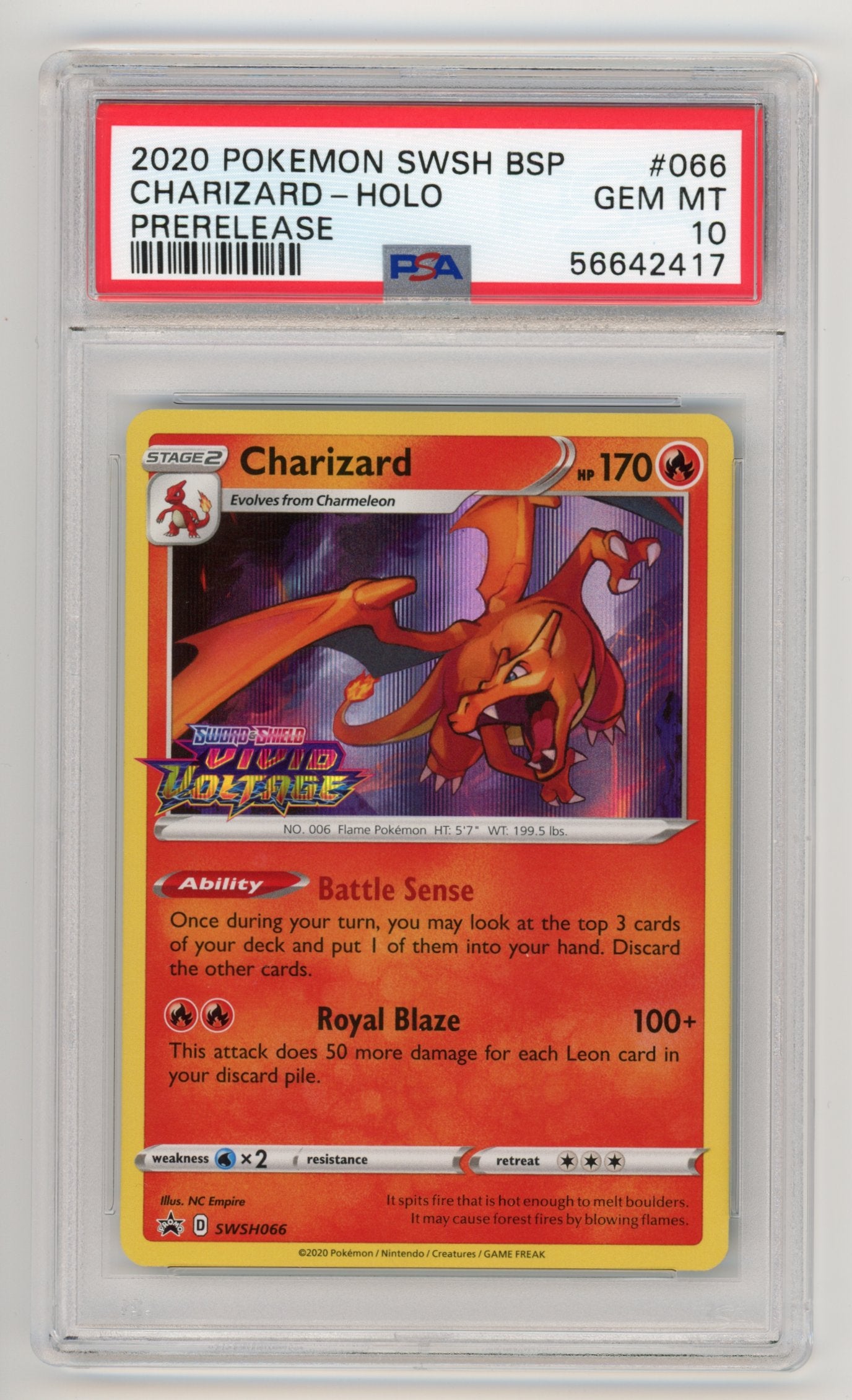 Charizard Holo - #SWSH066 PSA 10 - Pokémon Sword & Shield: Black Star Promo Prerelease