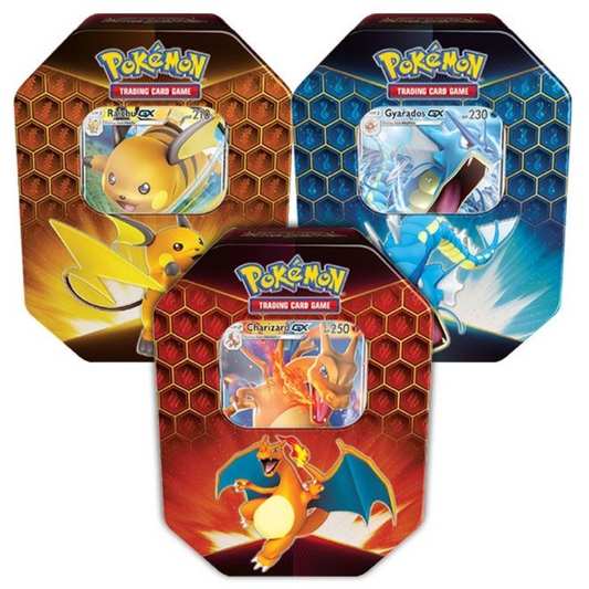 Pokémon Sun & Moon: Hidden Fates Tin, Raichu, Charizard & Gyardos