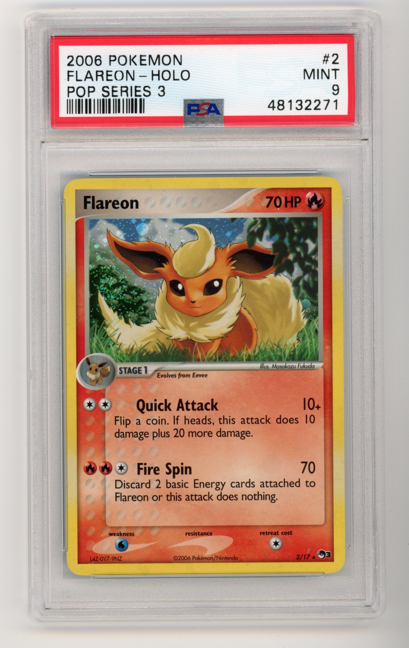 Flareon Holo - #2/17 PSA 9 - Pokémon Pop Series 3