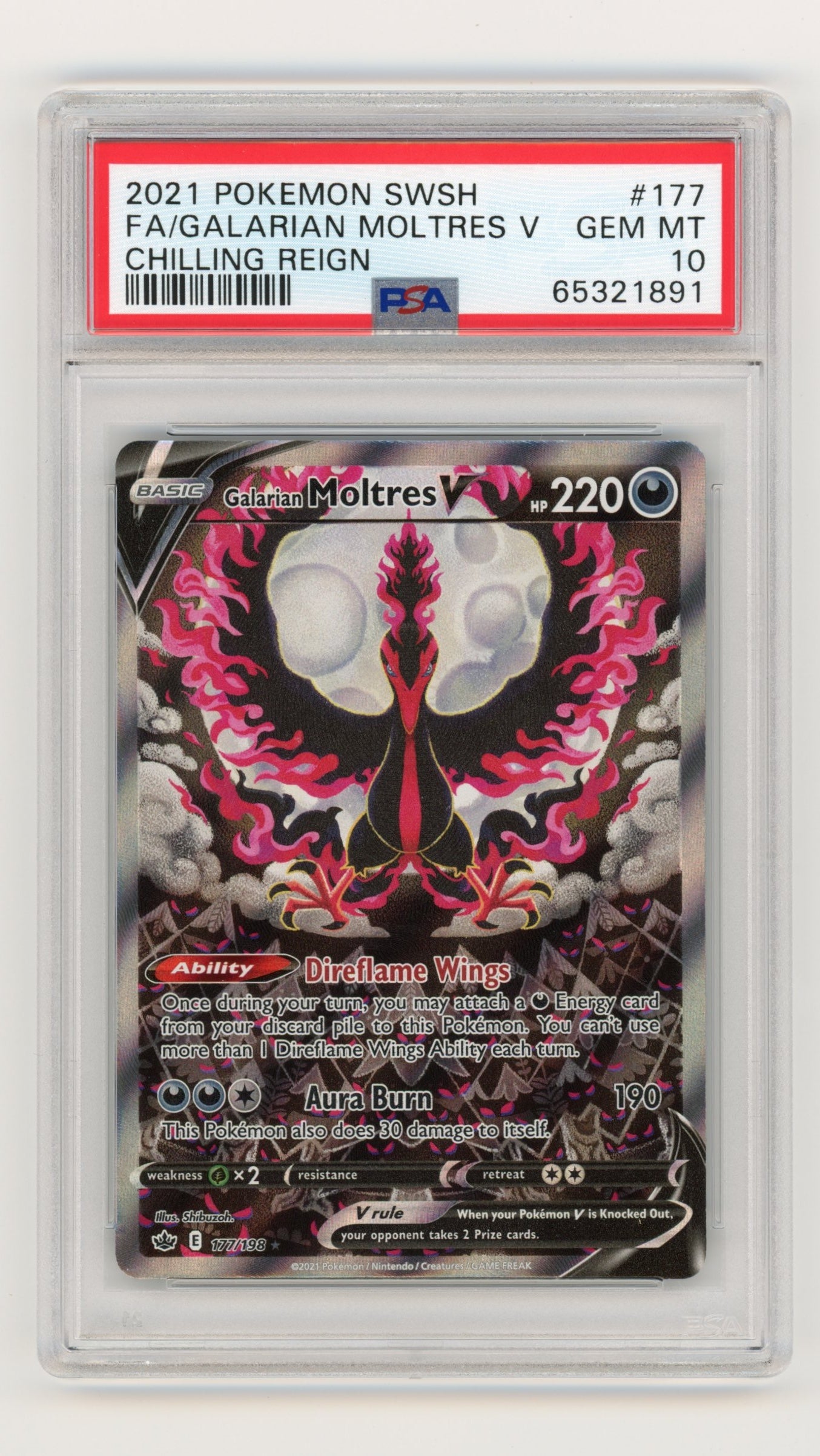 Galarian Moltres V - #177/198 PSA 10 - Pokémon Sword &amp; Shield: Chilling Reign