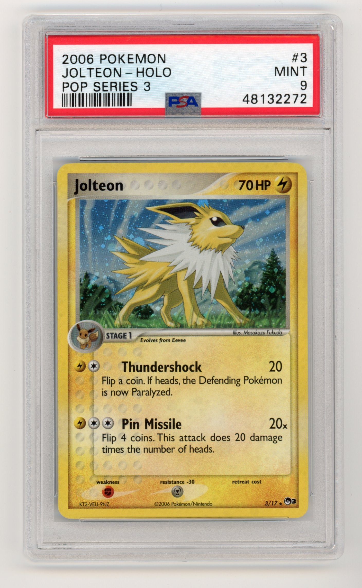 Jolteon Holo - #3/17 PSA 9- Pokémon: Pop Series 3