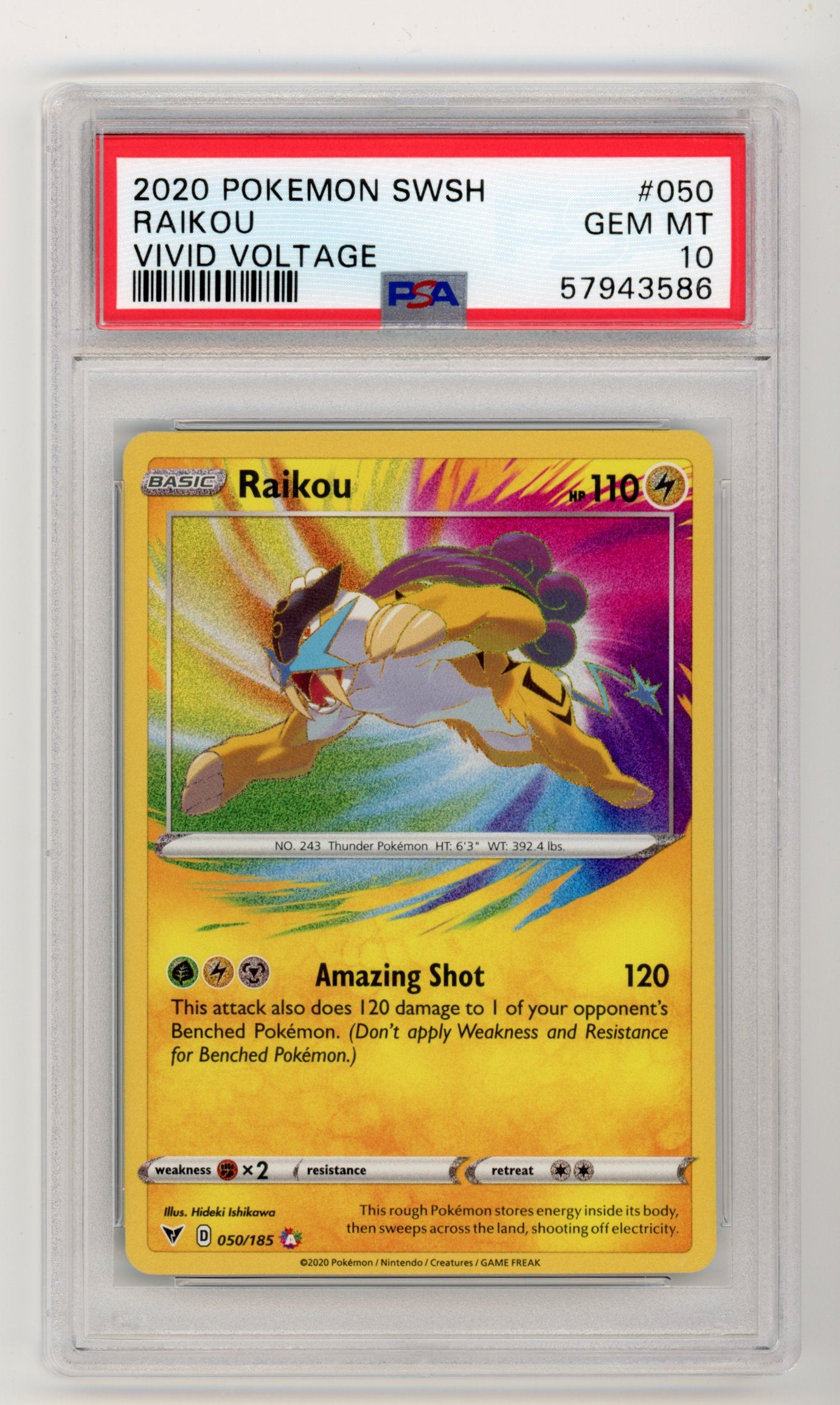 Raikou - #050/185 PSA 10 - Pokémon Sword & Shield: Vivid Voltage