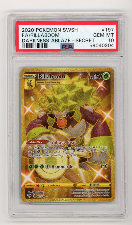 Rillaboom - #197/189 PSA 10 - Pokémon Sword & Shield: Darkness Ablaze