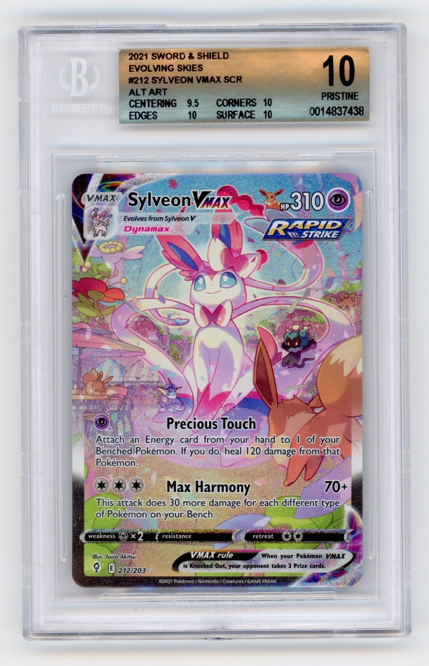 Sylveon Vmax - #212/203 BGS 10 - Pokémon Sword & Shield: Evolving Skies