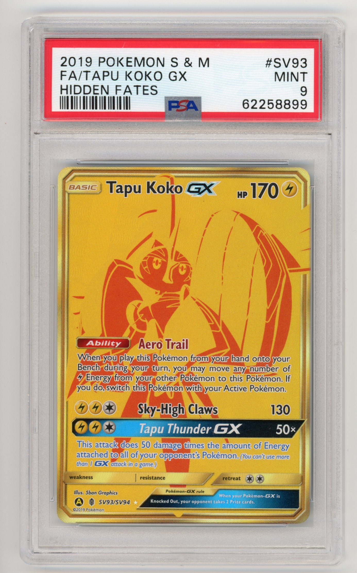 Tapu Koko GX - #SV93/SV94 PSA 9 - Pokémon Sun & Moon: Hidden Fates