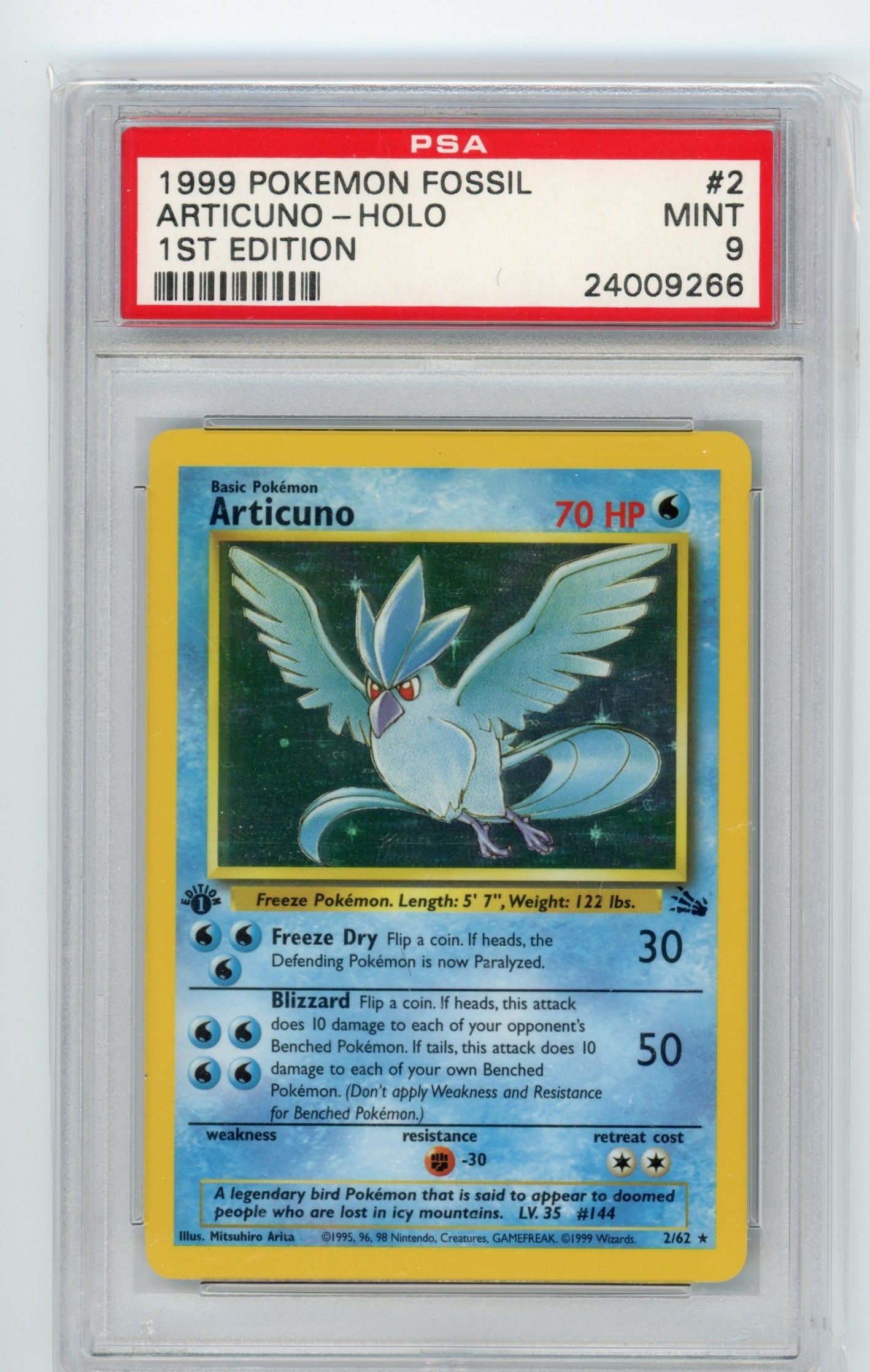 Articuno Holo 1st Edition - #2/62 PSA 9 - Pokémon WOTC: Fossil