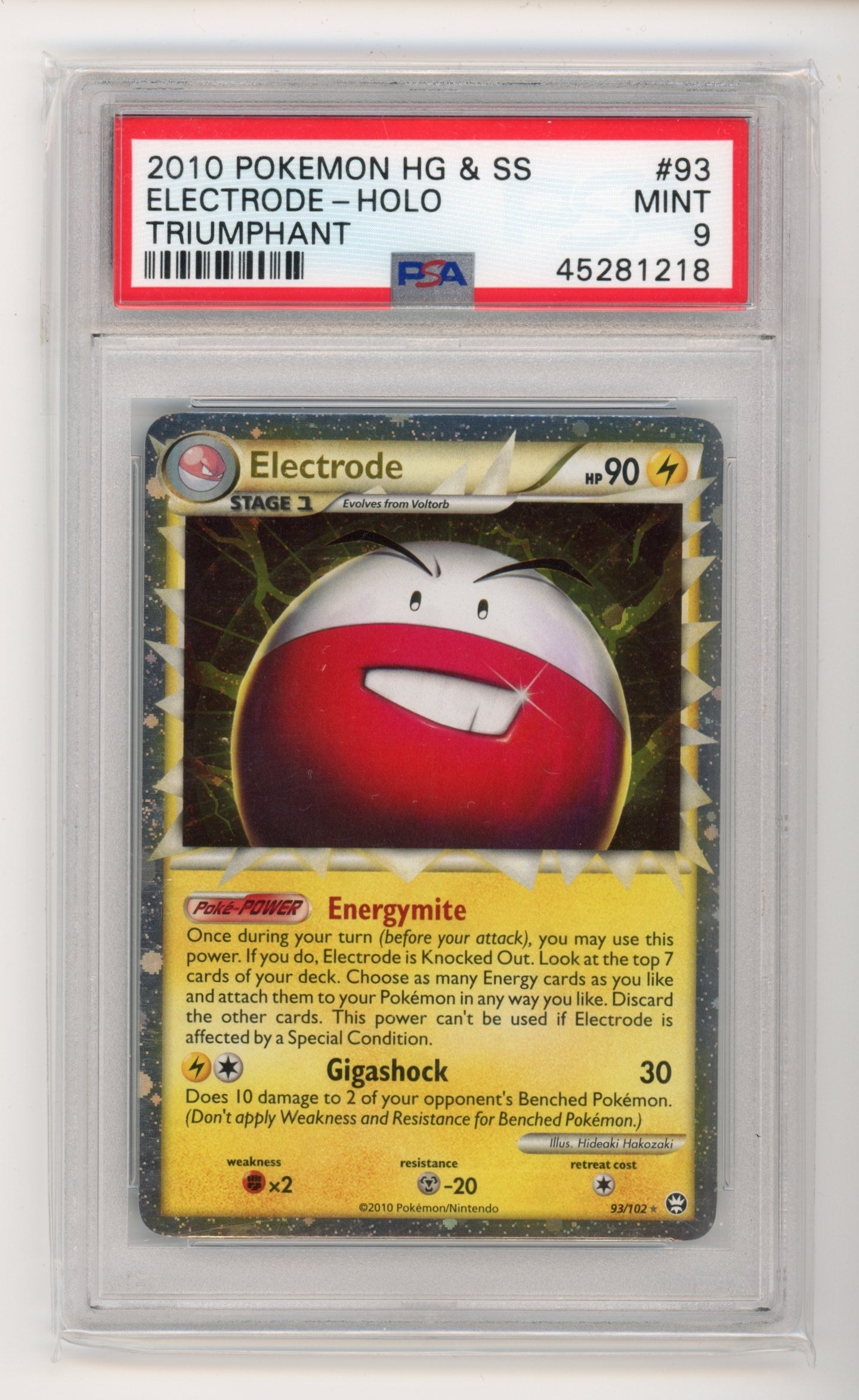 Electrode Holo - #93/102 PSA 9 - Pokémon HGSS: Triumphant